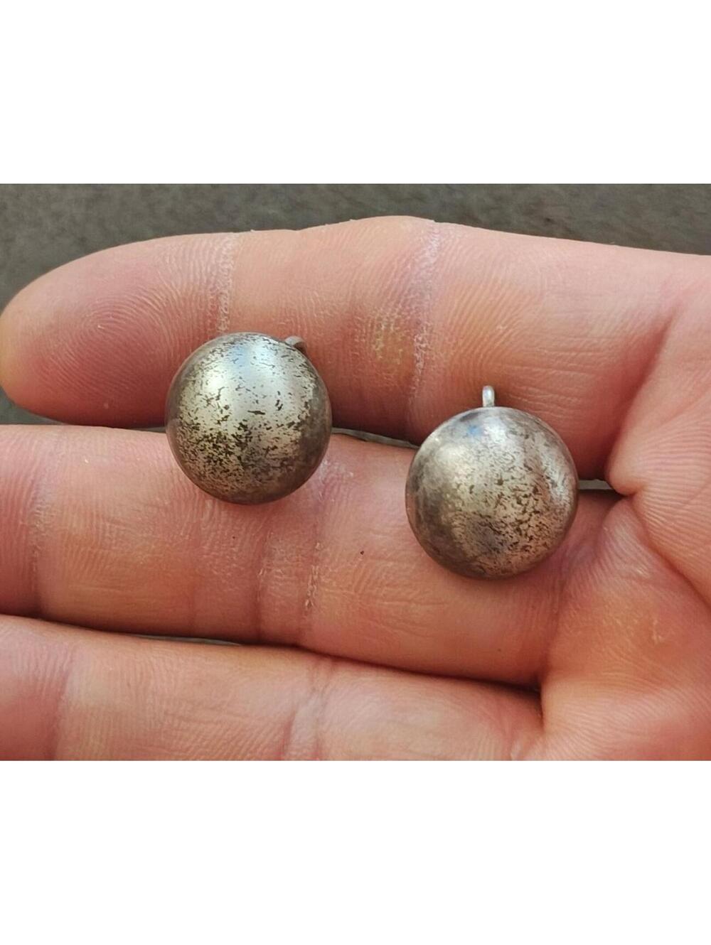 1950s/60s Sterling Silver Ball Screwback Clip On Stud Earrings